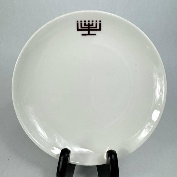VTG 1970-80s Shenango China Menorah Bread Plates Judaica Restaurant Ware Set/4 - Picture 9 of 12
